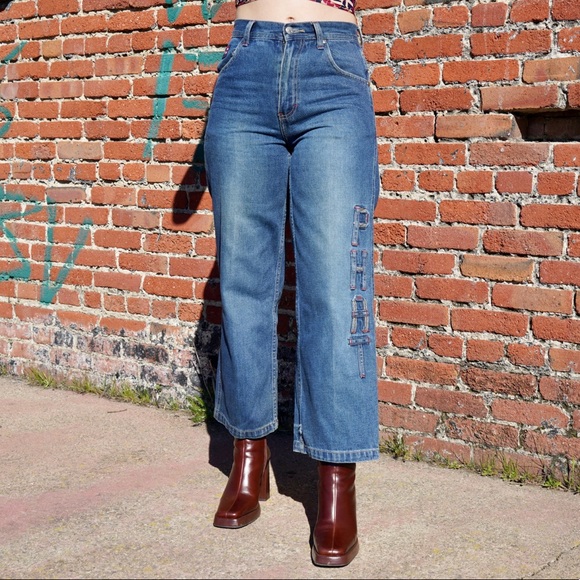 Vintage 90s Phat Farm High Waisted Wide Leg Jeans - Picture 2 of 8